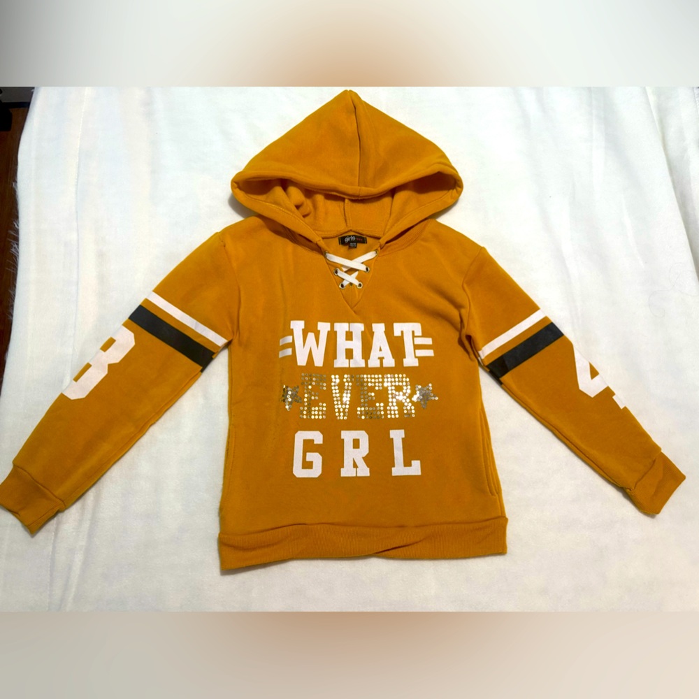Mustard Sweatshirt with Hoodie
“ Whatever Girl “